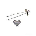(image for) Crystal Heart Bridal Hair Pin