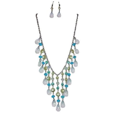(image for) Teal Chandelier Dream Necklace & Earrings Jewelry Set