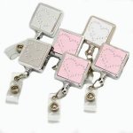 (image for) Sparkle Hearts Square Metal Badge Holder or Lanyard