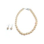 (image for) Champagne Pearls Necklace & Earrings Jewelry Set