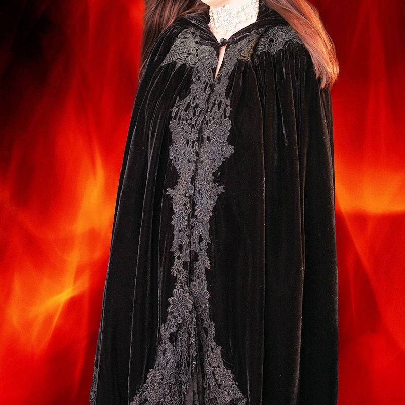(image for) Beaded Velvet Hooded Cape Vintage Maiden