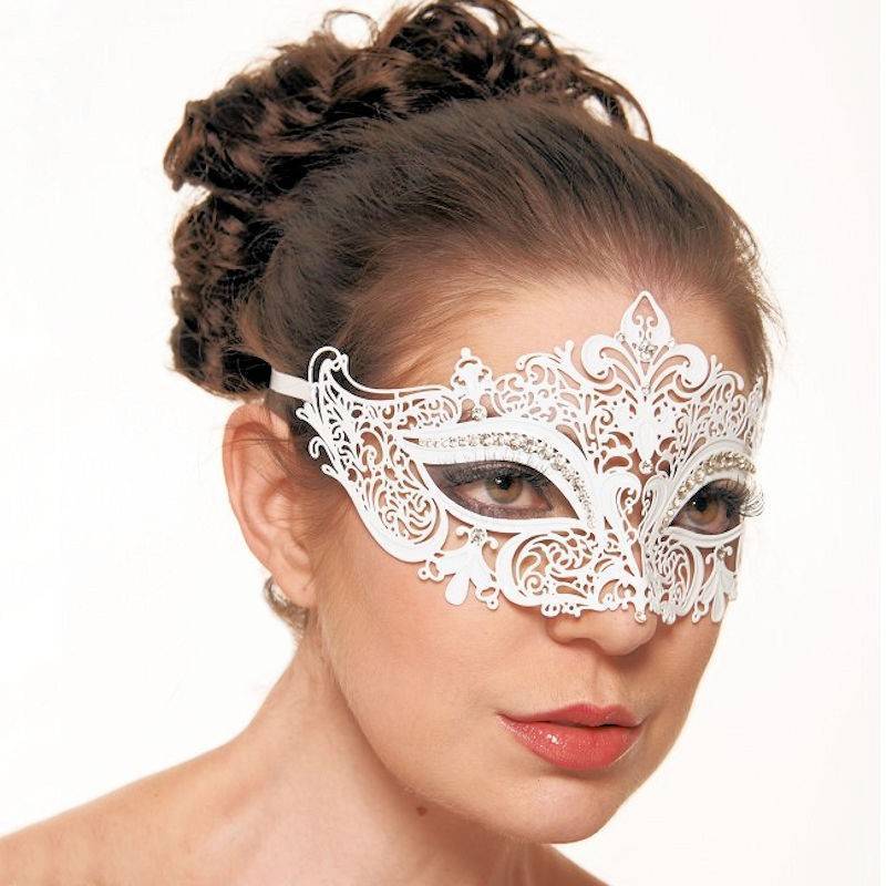 (image for) Bridal Mystique Masquerade Mask White Laser Cut Metal