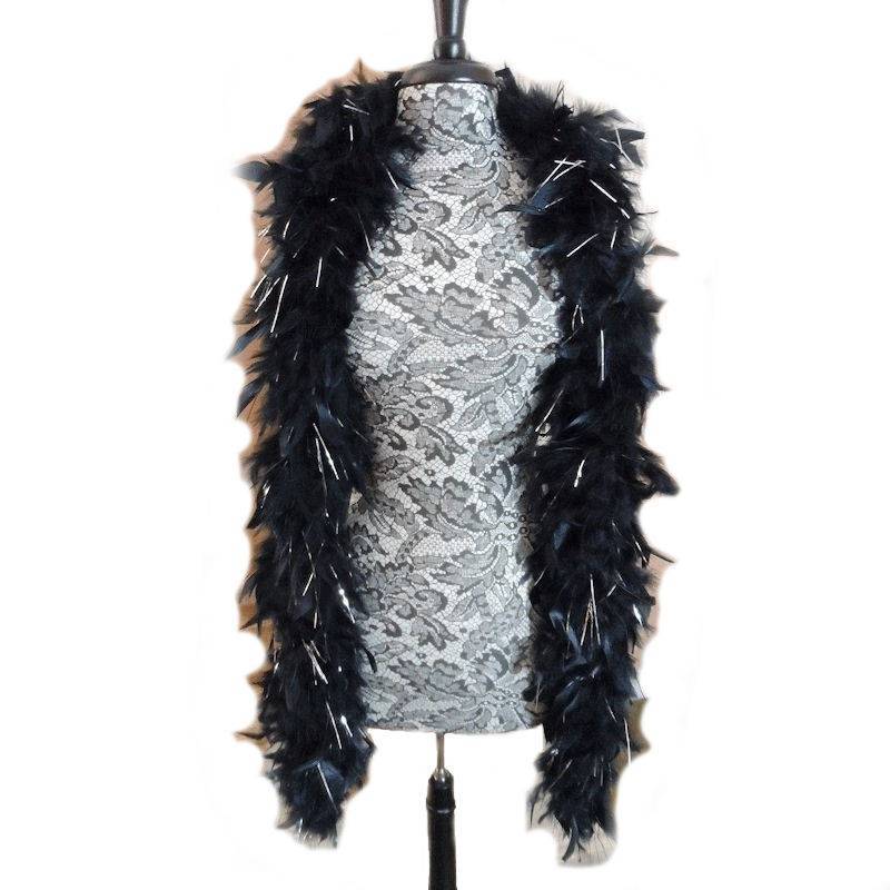 (image for) Black & Silver Lusciously Thick Feather Boa