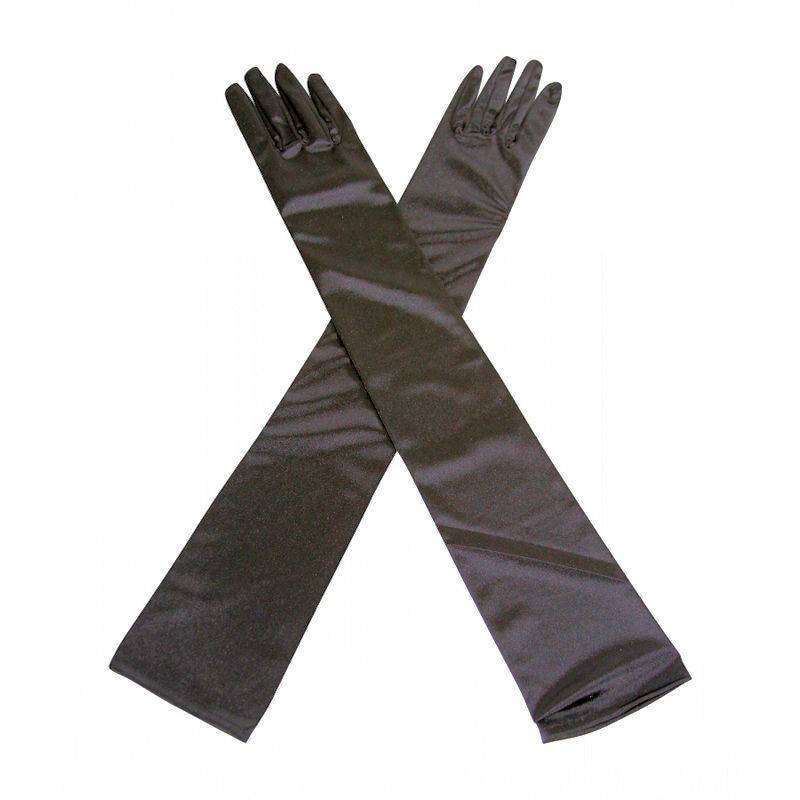 (image for) Glamorous Long Black Satin Formal Gloves
