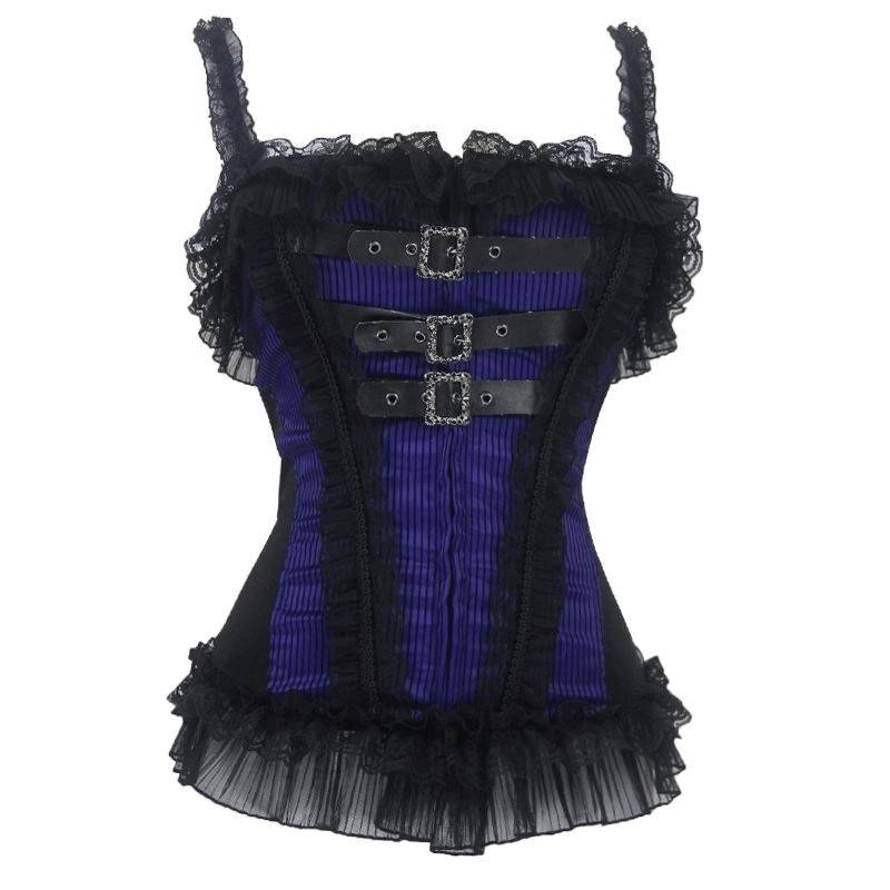 (image for) Luscious Buckles Stripes & Lace Corset