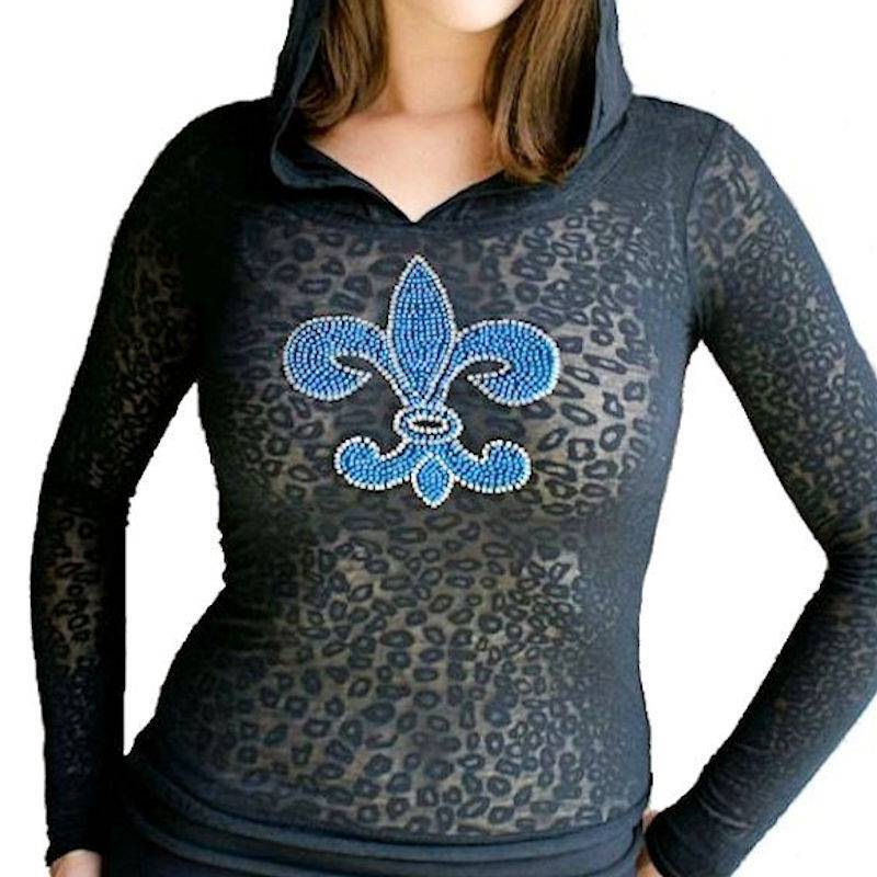 (image for) Fleur de Lis Rhinestone Hoodie Shirt by Sabrina Barnett