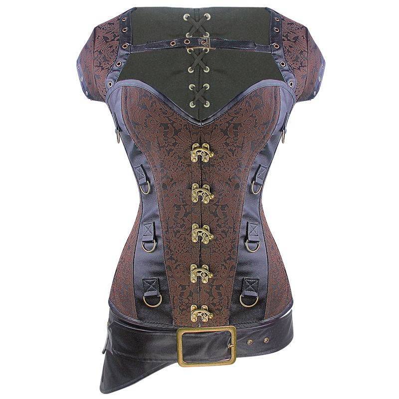 (image for) Dobby Steam Punk Steel Boned Corset Top Set Also Plus Size