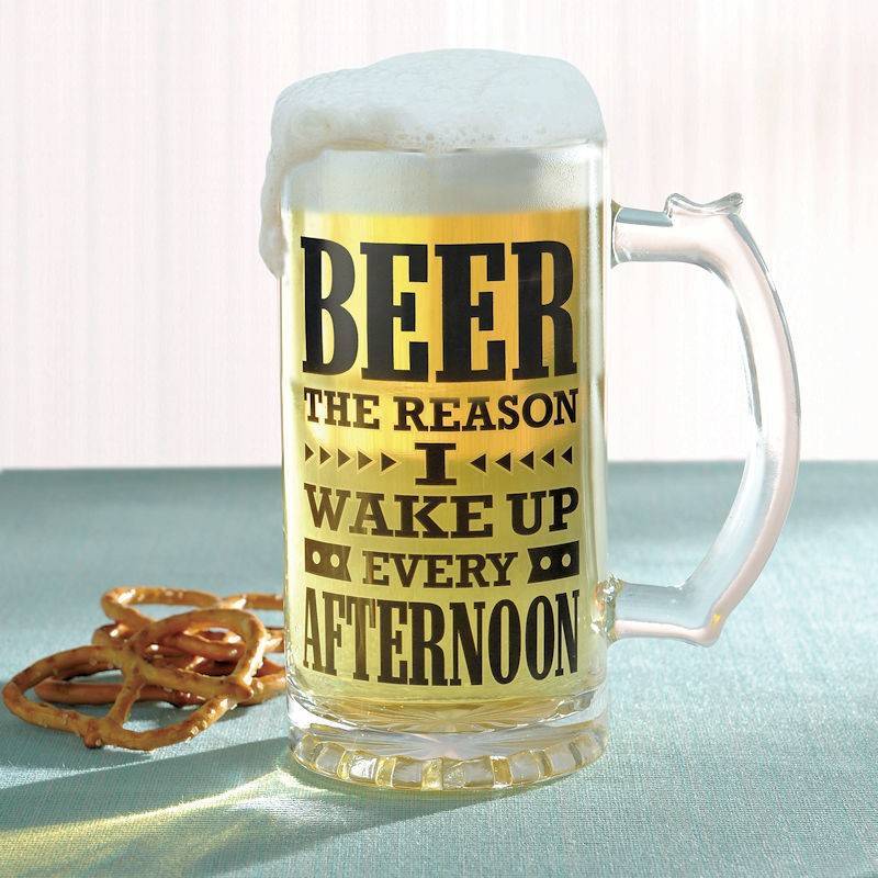 (image for) Beer the Reason I Wake Up Glass by Grasslands Road