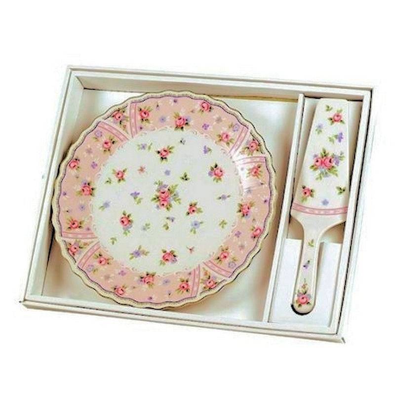 (image for) Petite Rose Cake Serving Plate Set from Andrea by Sadek