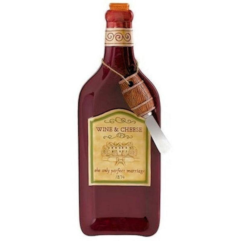 (image for) Wine Bottle Shape Cheese Serving Tray & Spreader