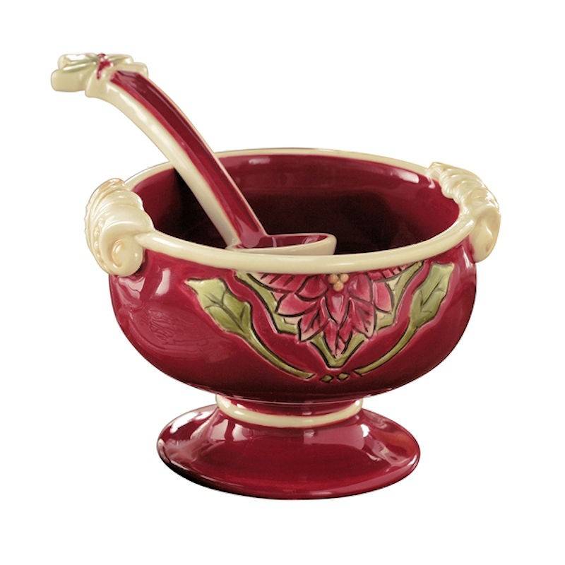 (image for) Poinsettia Design Christmas Serving Compote with Spoon