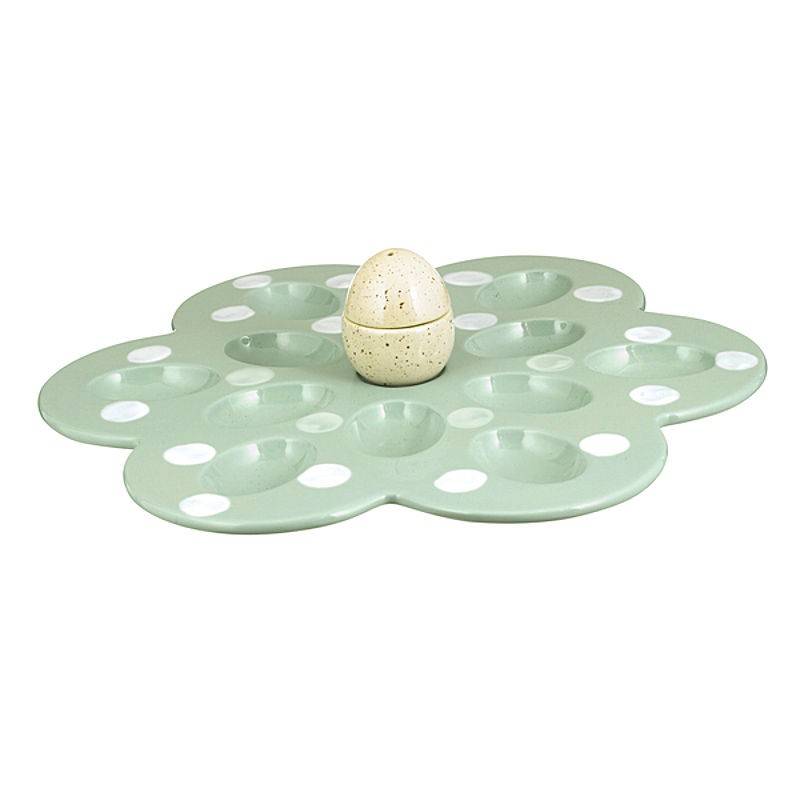 (image for) Flower Shape Deviled Egg Serving Plate with Salt & Pepper