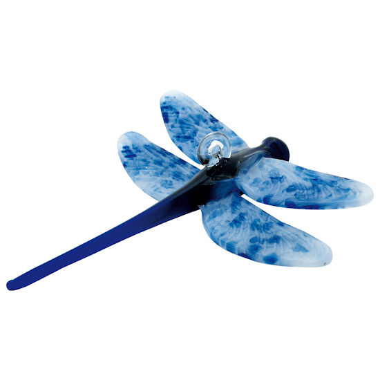 (image for) Dragonfly Ornament Handmade Blue Glass