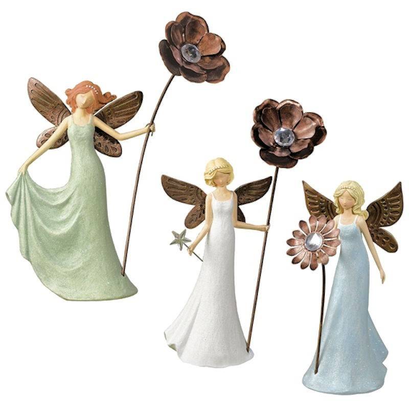 (image for) Metal & Crystal Flower Garden Fairy Figurine
