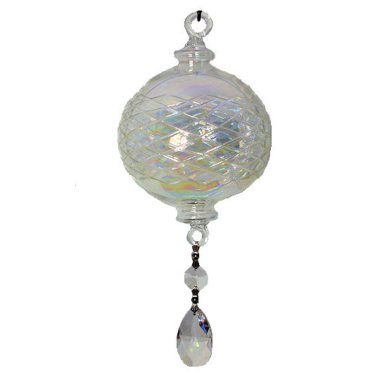 (image for) Crystal Ball Glass Ornament Clear with Crystal Dangle