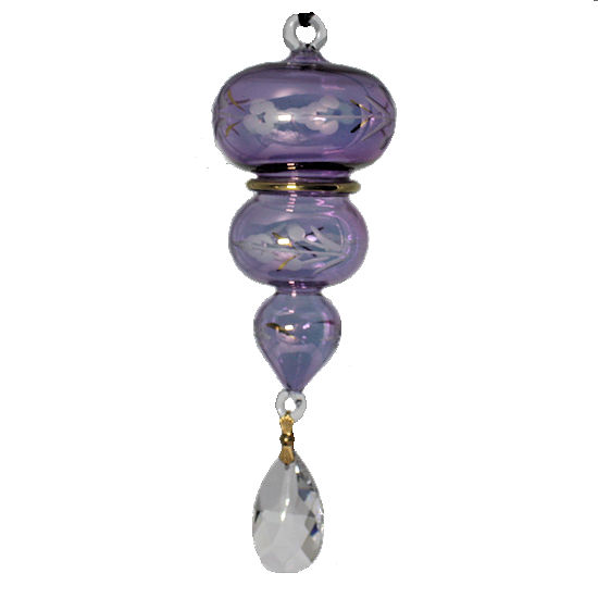 (image for) Triple Sphere Etched Glass Ornament with Crystal