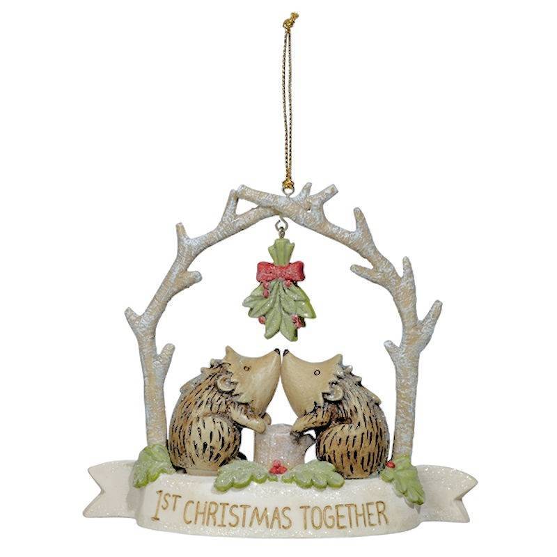(image for) First Christmas Together Ornament Hedgehog Figurine