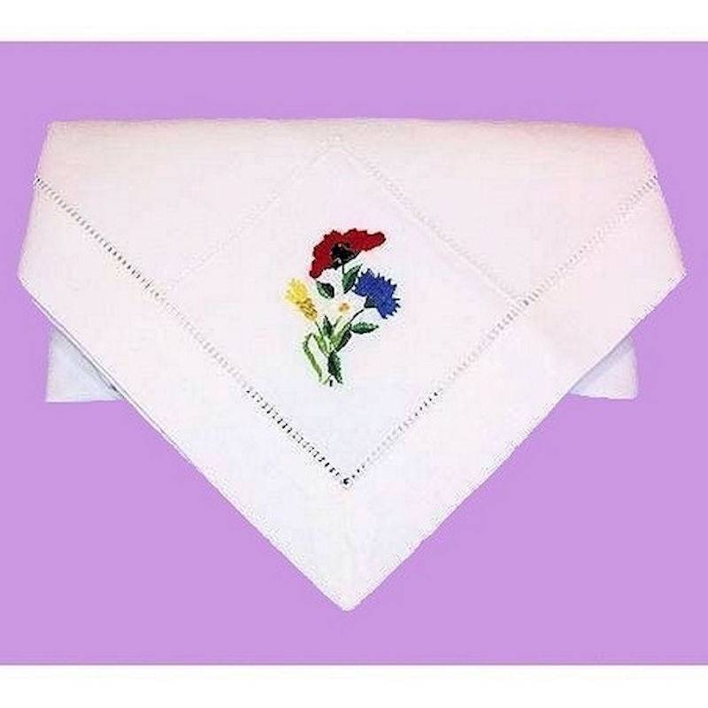 (image for) Floral Design Handmade Hand Embroidered Linen Napkin