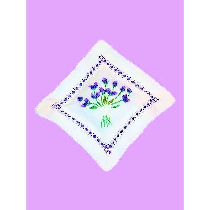 (image for) Purple Flower Design Handmade Linen Sachet Pillow
