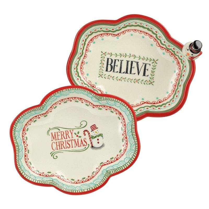 (image for) Snowman Nested Christmas Serving Plates Set of 2
