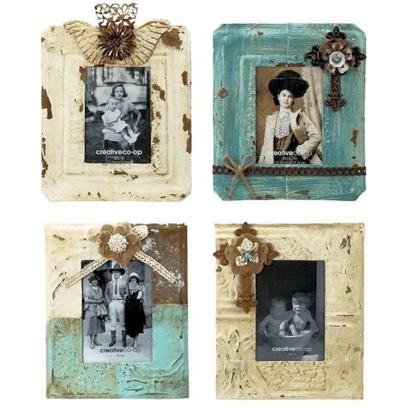 (image for) Jeweled Photo Frame Vintage Tin in 4 Styles