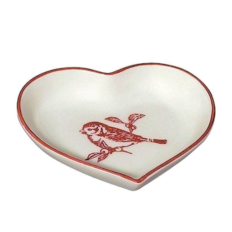 (image for) Red Bird Heart Shape Ring Holder Bowl