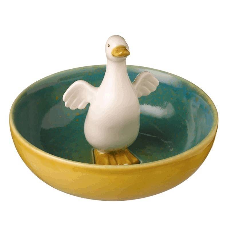 (image for) Duck Figurine Ceramic Serving Bowl or Ring Holder Bowl