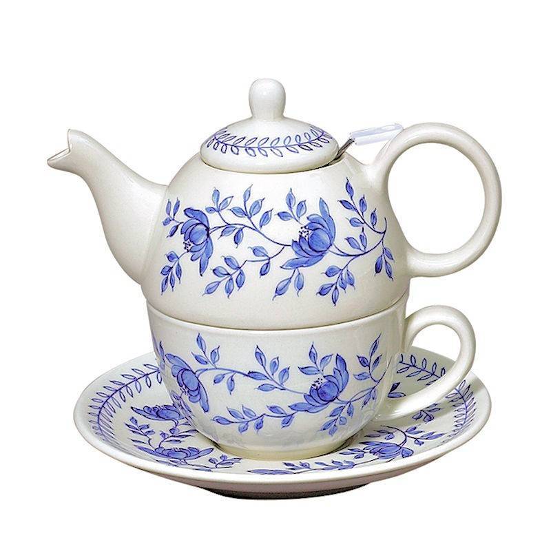 (image for) Blue Floral Tea for One Set from Andrea by Sadek