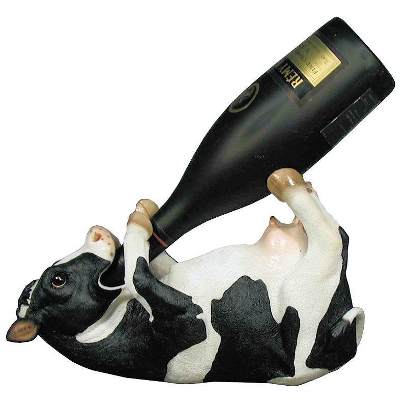 (image for) Bovine Brew Cow Figurine Wine Holder