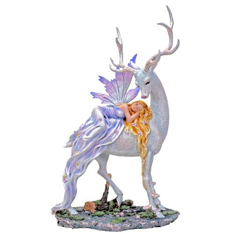 (image for) Ancient Forest Dreams Fairy Figurine with Deer