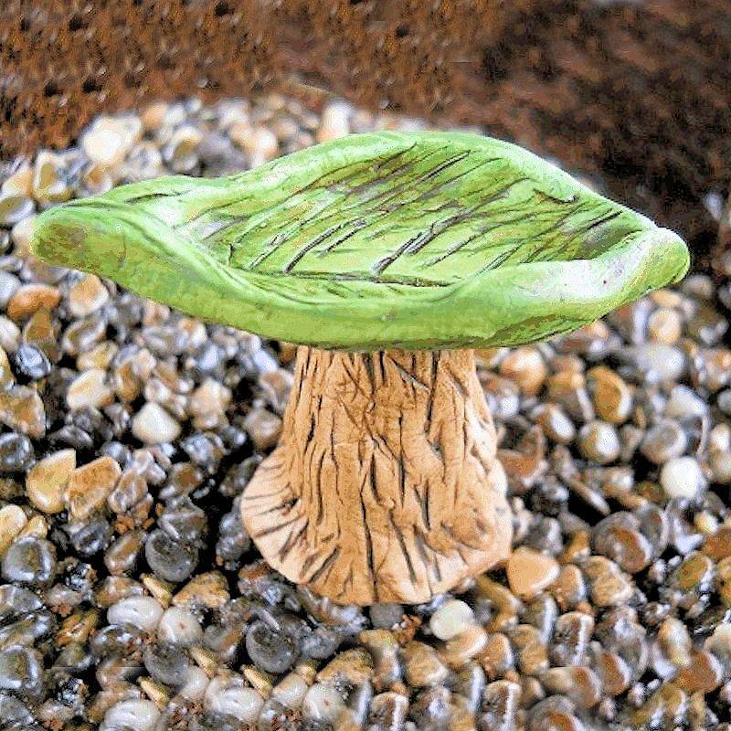 (image for) Bird Bath Fairy Garden Figurine Leaf Style