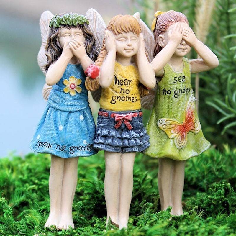 (image for) No Gnomes Trio Fairy Garden Figurine