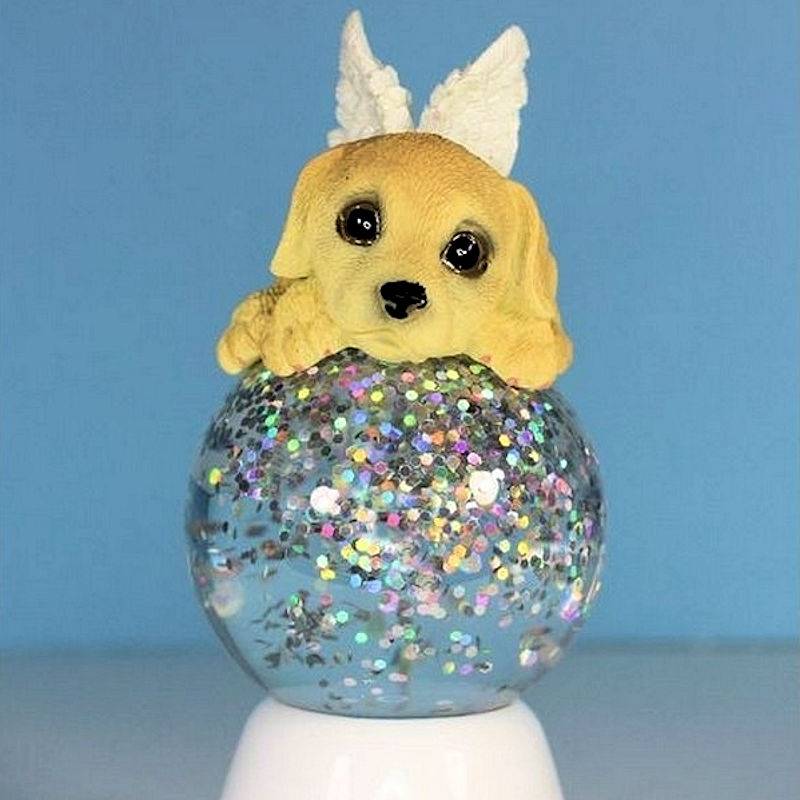(image for) Labrador Dog Angel Figurine Light Up Glitter Globe