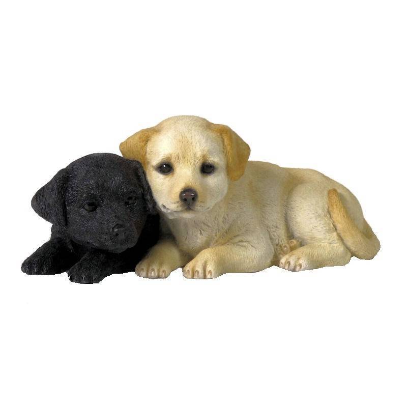 (image for) Labrador Puppies Black & Yellow Dog Figurine