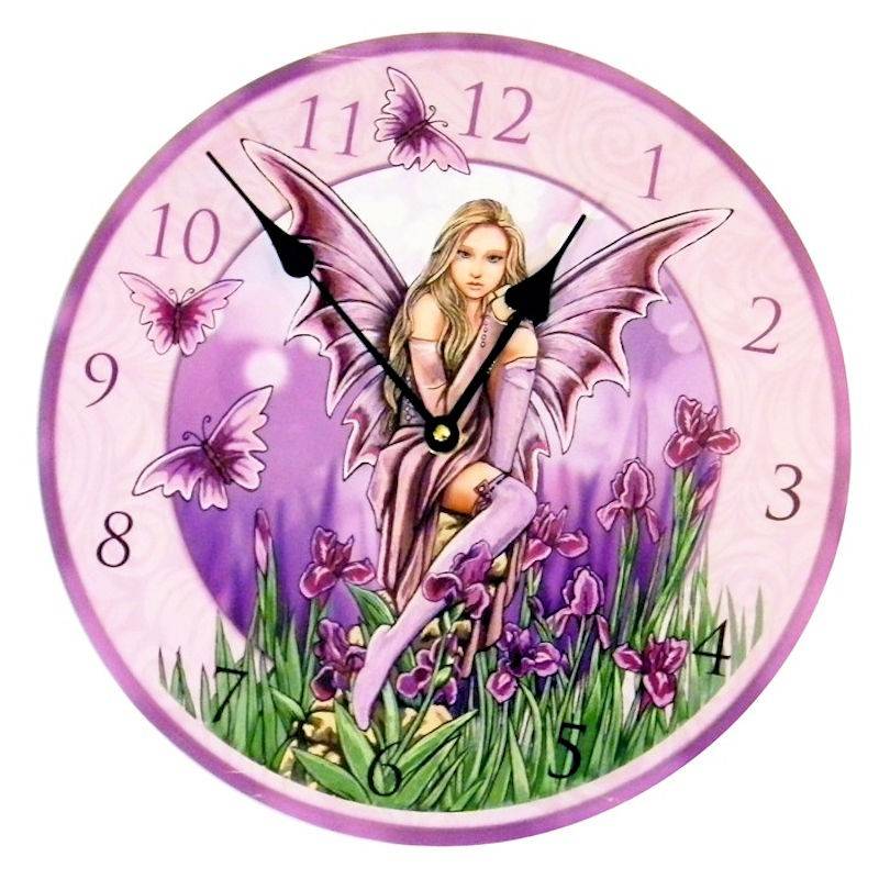 (image for) Purple Fairy Fantasy Art Wall Clock by Lisa Parker