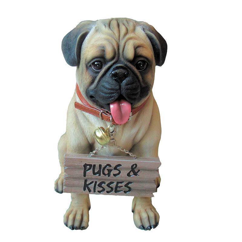 (image for) Pug Love with Sign Dog Figurine