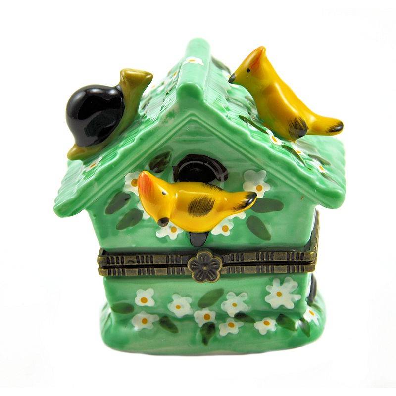 (image for) Green Daisy Birdhouse Trinket Box