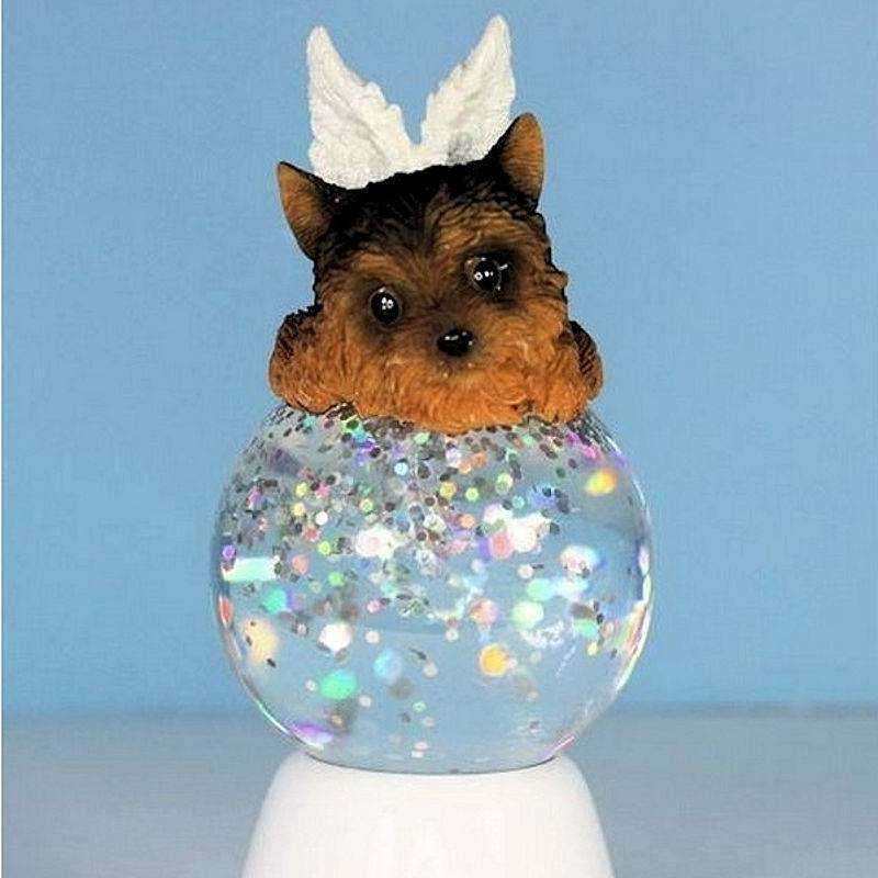 (image for) Yorkie Dog Angel Figurine Light Up Glitter Globe