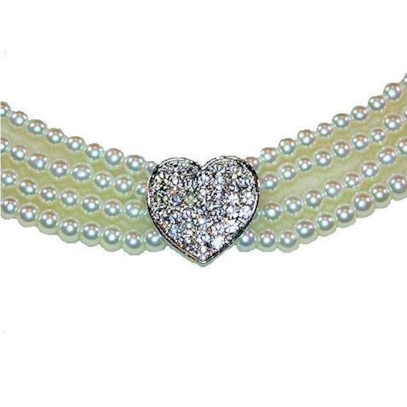 (image for) Crystal Heart Charm & Pearl Beads Bracelet