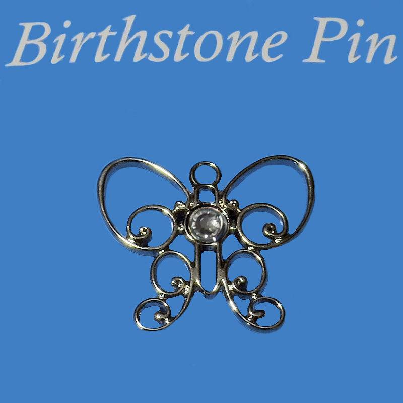 (image for) April Birthstone Butterfly Lapel Pin