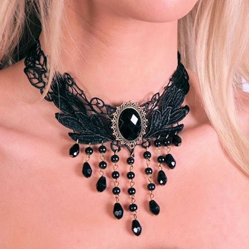 (image for) Waterfall Beaded Lace Choker Necklace