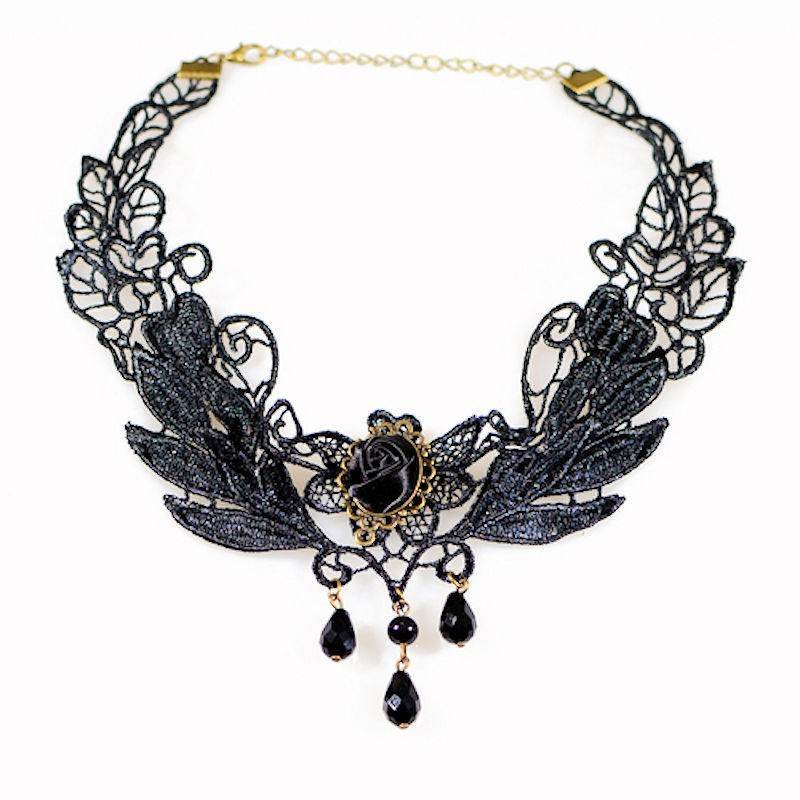 (image for) Black Rose in Lace Choker Necklace