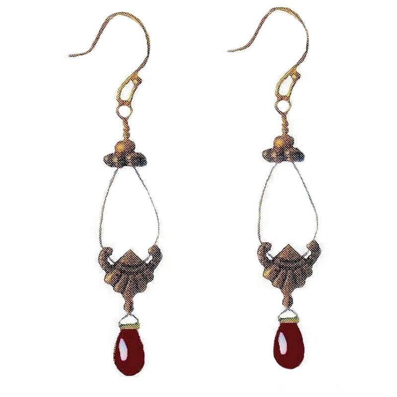 (image for) Filigree Garnet Drop Chandelier Earrings by Robin Goodfellow