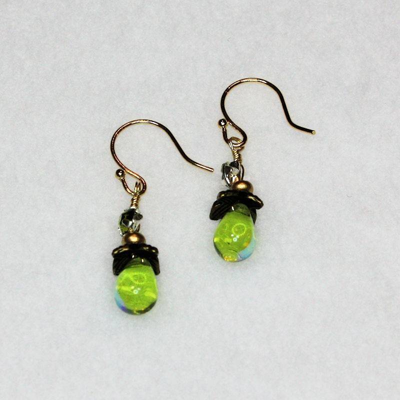 (image for) Olivine Droplets Beaded Earrings by Robin Goodfellow