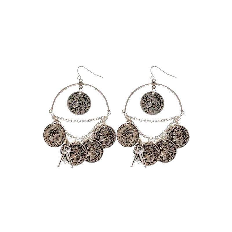 (image for) Silver Gypsy Coins Chandelier Earrings by Spring Street