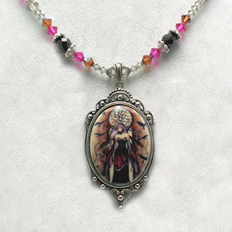 (image for) Dark Queen Fantasy Art Beaded Necklace by Jessica Galbreth