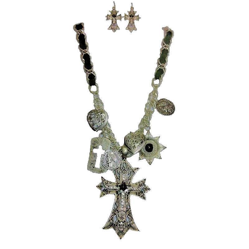 (image for) Charmed Crosses Necklace & Earrings Jewelry Set