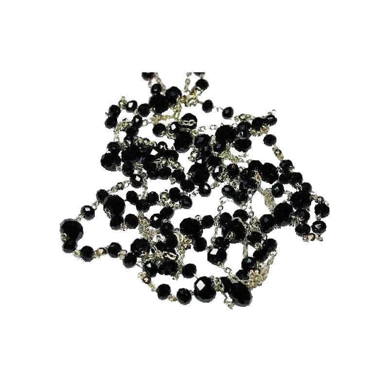 (image for) Extra Long Black Crystal Beaded Necklace