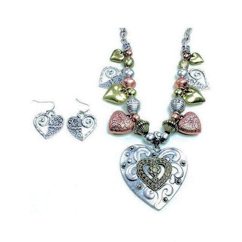 (image for) Hearts on Fire Necklace & Earrings Jewelry Set